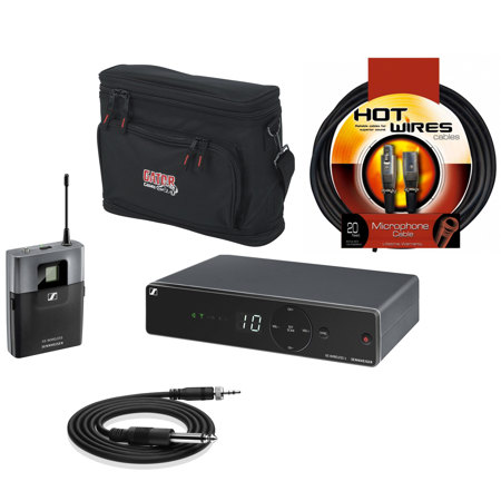 Sennheiser XSW 1-CI1-A Wireless Instrument Set, Includes SK-XSW Bodypack Transmitter, EM-XSW 1 Switching Receiver, CI1 Instrument Cable, Frequency Band A: 548-572MHz - With 20' XLR Mic Cable, Gator Bag