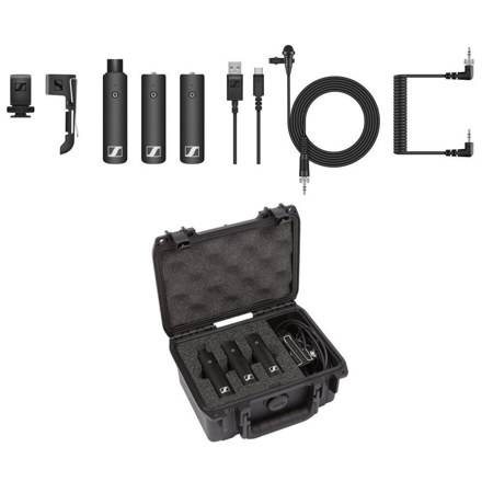 Sennheiser XSW-D Wireless ENG Set, Includes 3.5mm Bodypack Transmitter, XLR Female Plug-On Transmitter, 3.5mm Camera-Mount Receiver and ME2-II Clip-On Lavalier Mic - With SKB iSeries 3I0705-3 Case