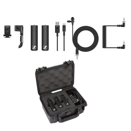 Sennheiser XSW-D Wireless Digital Lavalier Set, Includes 3.5mm Bodypack Transmitter, 3.5mm Camera-Mount Receiver and ME2-II Clip-On Lavalier Mic - With SKB iSeries 3I0705-3 Injection Molded Case