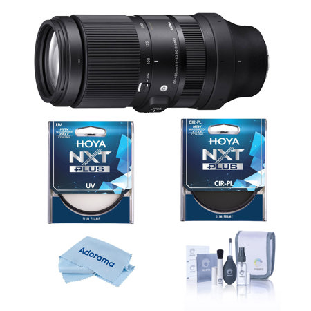 Sigma 100-400mm f/5-6.3 DG DN OS Contemporary Lens for Sony E, Bundle with Hoya NXT Plus 67mm CPL+UV Filter Kit, Cleaning Kit, Cleaning Cloth