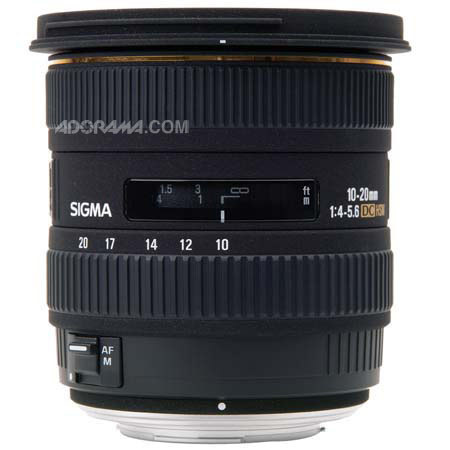 Sigma 10-20mm f/4-5.6 EX DC HSM Autofocus Zoom Lens for "Sigma" Digital SLR Cameras.