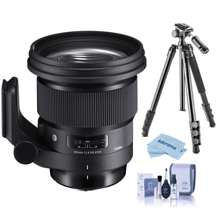 Sigma 105mm f/1.4 DG ART HSM Lens for L Mount, Black w/Alta Pro 264AT Tripod Kit