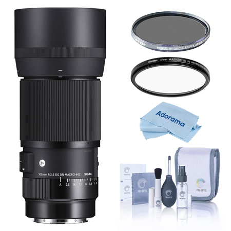 Sigma 105mm f/2.8 DG DN ART Macro Lens for L Mount, Bundle with Tiffen 62mm UV and CPL Filters