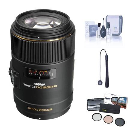 Sigma 105mm f/2.8 EX DG OS HSM Macro Lens for Nikon F with Free Accessories Kit