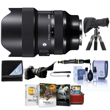 Sigma 14-24mm f/2.8 DG DN ART Lens for Sony E, Bundle with Mac Software Kit, RainCoat Rain Sleeve, Cleaning Kit, Flex Lens Shade, Lens Cap Tether, Lens Wrap, Lens Cleaner
