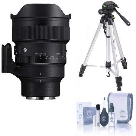 Sigma 14mm f/1.4 DG Art Lens for Sony E, w/3-Sec Aluminum Tripod & Cleaning Kit