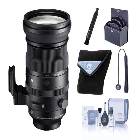 Sigma 150-600mm f/5-6.3 DG DN OS Sports Lens for L Mount, Bundle with 95mm Filter Kit, Lens Wrap and Cleaning Kit
