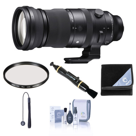 Sigma 150-600mm f/5-6.3 DG DN OS Sports Lens for Sony E, Bundle with Hoya 95mm UV Filter, Lens Wrap, Lens Cleaner, Cleaning Kit, Lens Cap Tether
