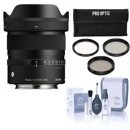 Sigma 15mm f/1.4 DC Contemporary Lens for Sony E, w/58mm Filter Kit,Cleaning Kit