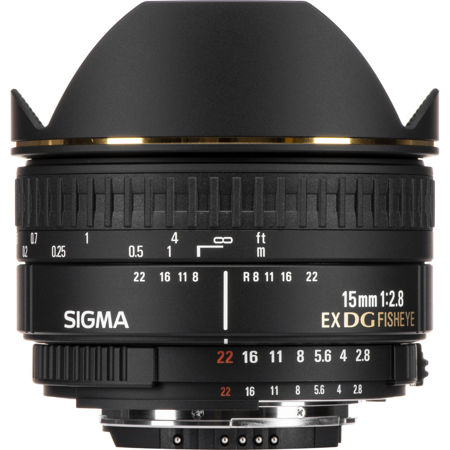 Sigma 15mm f/2.8 EX DG AutoFocus Diagonal Fish-Eye Lens for Nikon AF D Cameras.