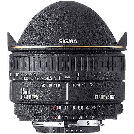 Sigma 15mm F2.8 EX AutoFocus Diagonal Fish-Eye Lens with hood & Gel Holder for Canon EOS Cameras