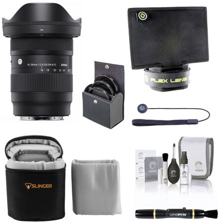 Sigma 16-28mm f/2.8 DG DN Contemporary Lens for Sony E, Bundle with ProOptic 72mm Filter Kit, Lens Shade, Soft Lens Case, Lens Cleaner, Cleaning Kit, Universal Lens Cap Tether