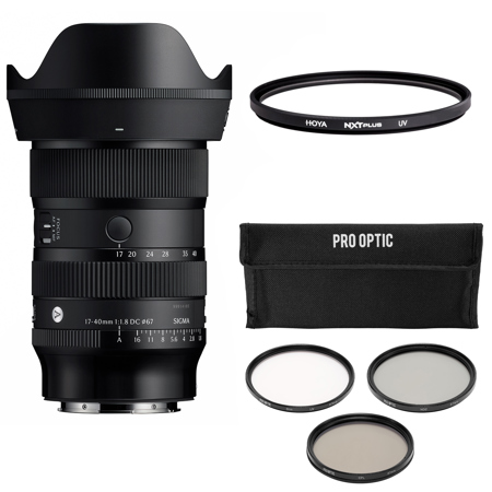 Sigma 17-40mm f/1.8 DC Art Lens, L Mount, with 67mm Filter Kit and UV Filter