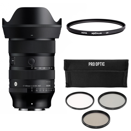 Sigma 17-40mm f/1.8 DC Art Lens, Fujifilm X, with 67mm Filter Kit and UV Filter