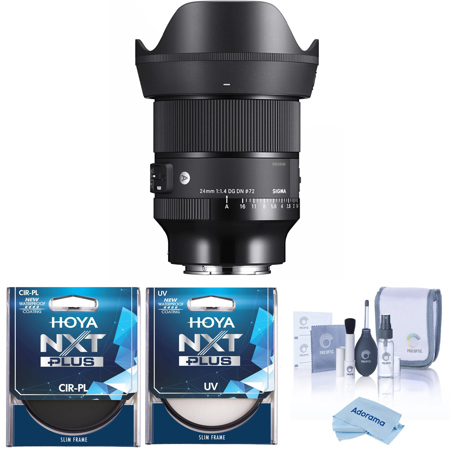 Sigma 24mm f/1.4 DG DN Art Lens for Sony E, Bundle w/Hoya 77mm UV & CPL Filters