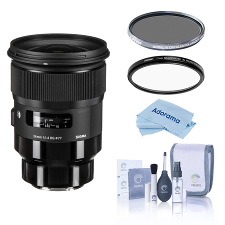 Sigma 24mm f/1.4 DG HSM ART Lens for L Mount, Black, Bundle with Tiffen 77mm UV and CPL Filters