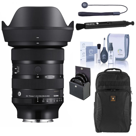 Sigma 24-70mm f/2.8 DG DN II Art Lens for Sony E, Bundle with 82mm Filter Kit, Soft Lens Case, Lens Cleaner, Lens Cap Tether and Cleaning Kit