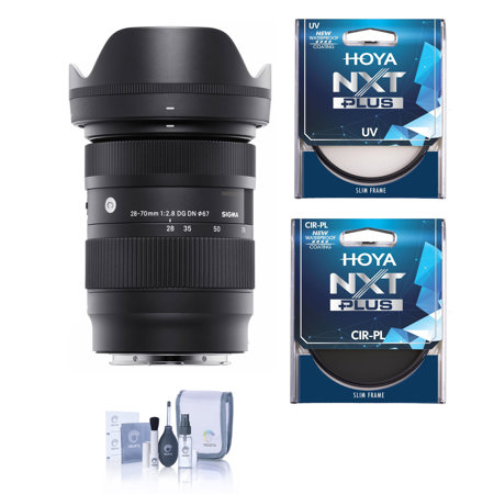 Sigma 28-70mm f/2.8 DG DN Contemporary Lens for Sony E, Bundle with Hoya NXT Plus 67mm UV+CPL Filter Kit, Cleaning Kit