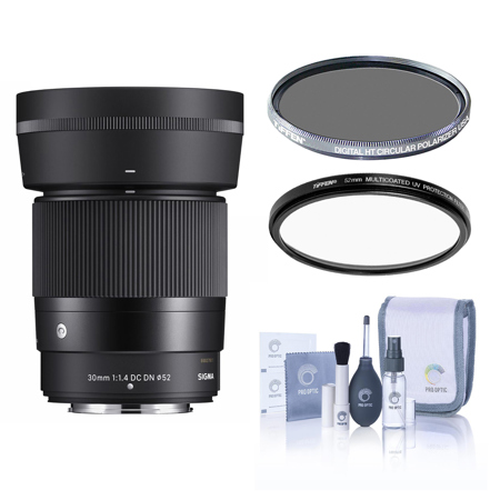 Sigma 30mm f/1.4 DC DN Contemporary Lens for Fujifilm X, w/52mm UV & CPL Filters