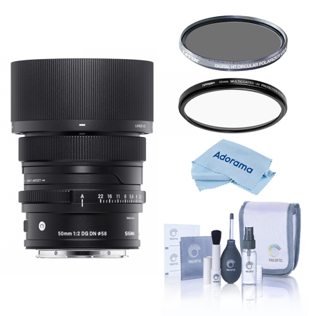 Sigma 50mm f/2.0 DG DN Contemporary Lens for L Mount, Tiffen 58mm UV,CPL Filters