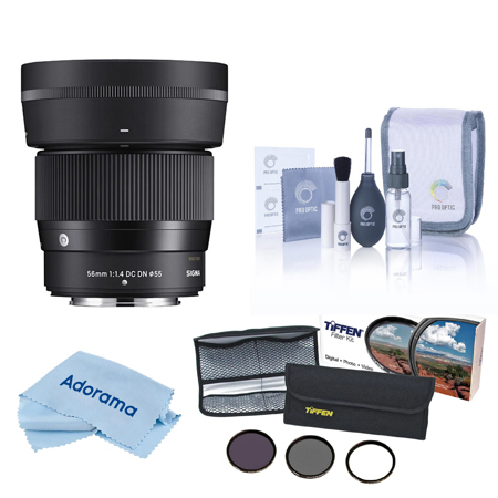 Sigma 56mm f/1.4 DC DN Contemporary Lens for Nikon Z, Bundle with 55mm Essential Filter Kit, Cleaning Kit and Cleaning Cloth