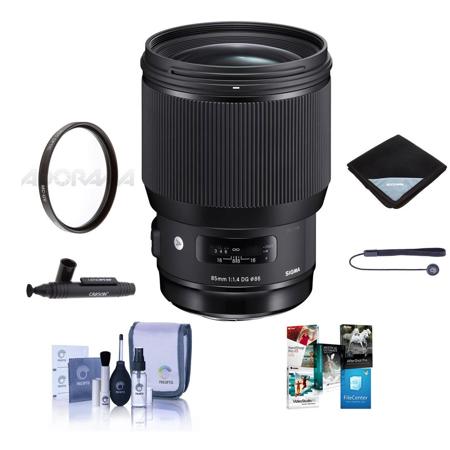 Sigma 85mm f/1.4 DG HSM ART Lens for Nikon F, Bundle with ProOptic 86mm UV Filter, Lens Wrap, Cleaning Kit, Lens Cleaner, Lens Cap Tether, PC Software Kit