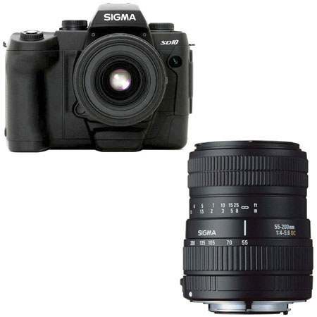 Sigma SD10 Digital SLR Twin Zoom Lens Kit, with 18-50mm f/3.5-5.6 Super-wide Angle AF Zoom Lens and 55-200mm f/4-5.6 Telephoto Zoom AF Lens