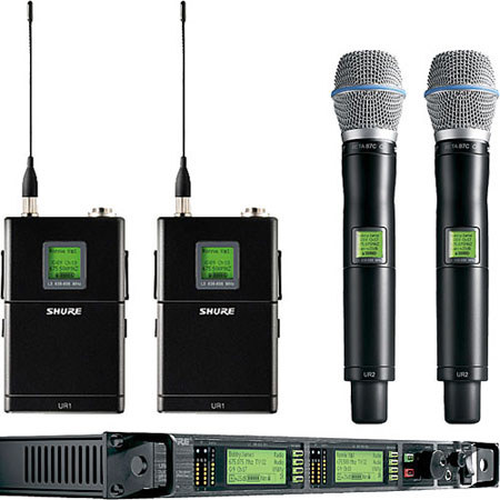 Shure UR124D+/BETA87A-X1 Dual Wireless Microphone Combo System, X1/944-952MHz