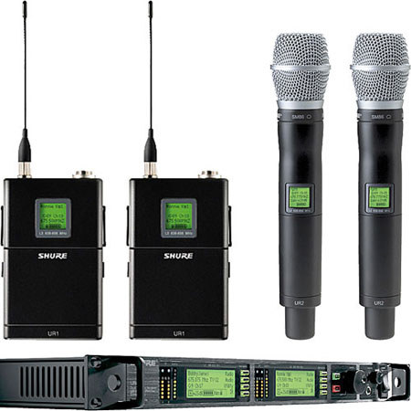 Shure UR124D+/SM86-H4 Wireless Combo Microphone System, H4/518-578 MHz
