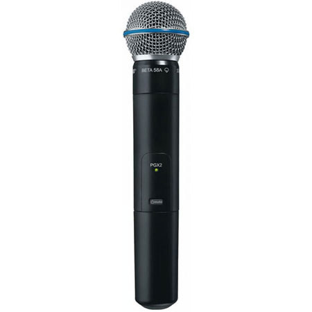 Shure Shure PGX2/BETA58=-H6 Wireless Handheld Microphone Transmitter with Beta 58A Microphone, H6 Band, 524-542 MHz RF Carrier Range