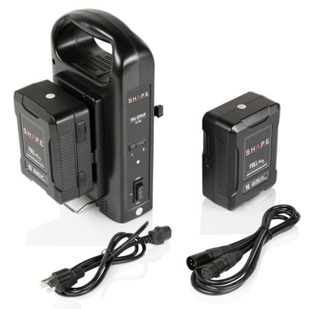 Shape 2x Full Play 14.8V 98Wh 6.8Ah Rechargeable Lithium-Ion Gold-Mount Battery with Intelligent Dual Charger for Broadcast Video Cameras