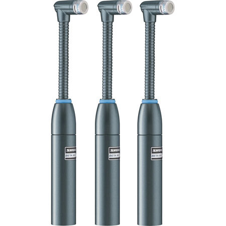 Shure BETA 98AMP/C Miniature Condenser Drum Instrument Microphone with A75M Universal Microphone Mount - 3 Pack