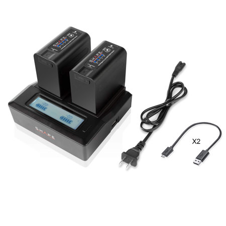 Shape Two BP-975 7.4V 7800mAh Batteries, Dual LCD Charger for Canon & RED KOMODO