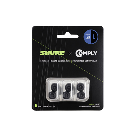Shure 100 Series Comply Foam Sleeves for Shure Earphone,3 Pair,Hanging Packaging Large
