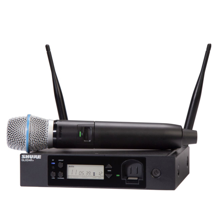 Shure GLXD24R+ Dual Band Digital Wireless Rack System,BETA87A Mic,Z3: 2.4/5.8GHz