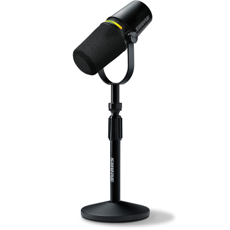 Shure MV7+ XLR/USB-C Hybrid Cardioid Dynamic Podcasting Microphone with Stand, Black