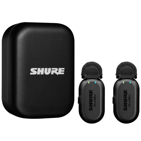 Shure MoveMic Two-Channel Wireless Lavalier Microphones with Charging Case