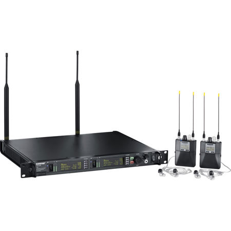 Shure PSM 1000 Dual Channel Personal Monitor System, Includes P10T Full-Rack Wireless Transmitter, 2x P10R Wireless Diversity Bodypack Receiver and SE425 Clear Sound Isolating Earphones, J8A: 554-616MHz