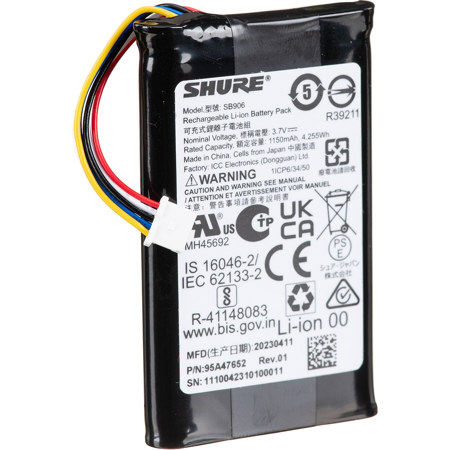 Shure Replacement battery for Microflex Wireless neXt 2 MXW1X Bodypack & MXW6X