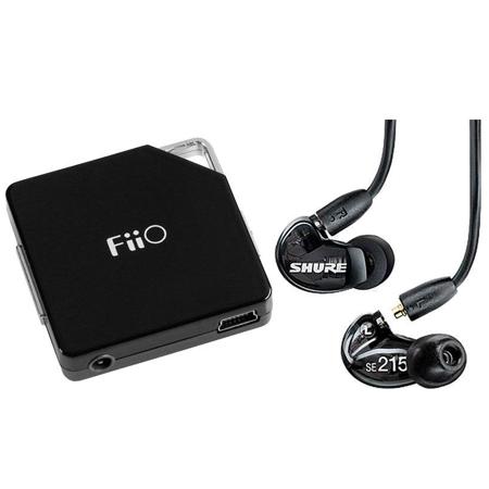 Shure SE215 Sound-Isolating Stereo Earphones,Black w/Fiio E6 Headphone Amplifier
