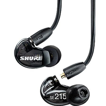 Shure SE215 Earphones, Bundle w/CBL-M+-K-EFS iPod Earphones, & Blk Foam Sleeves
