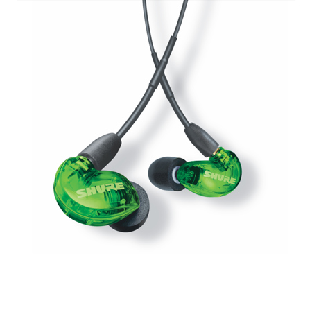 Shure SE215 Pro SE Sound-Isolating Earphones with Detachable Cable,Green  w/Black SE215SPE-GN