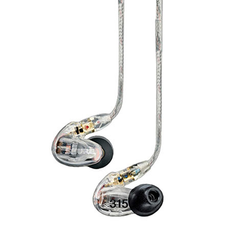 Shure SE315 Sound-Isolating In-Ear Stereo Earphones, Clear