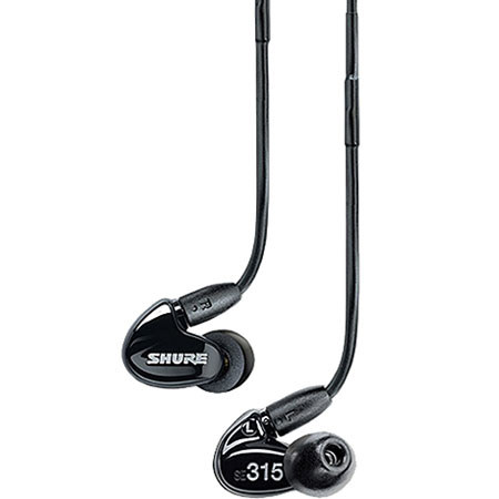 Shure SE315 Sound-Isolating In-Ear Stereo Earphones, Black