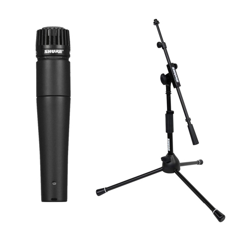Shure SM57-LC Cardioid Dynamic Instrument Microphone, Bundle with Low Profile Tripod Stand