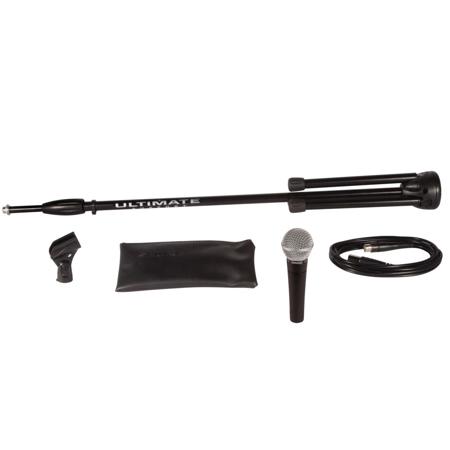 Shure SM58 Dynamic Cardioid Vocal Microphone Bundle with XLR Cable and Stand