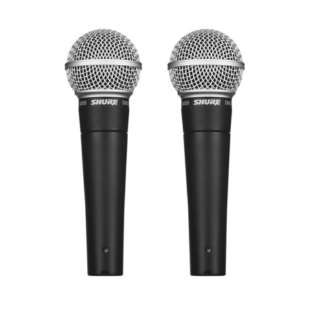 Shure SM58-LC Cardioid Dynamic Handheld Wired Microphone, 2-Pack