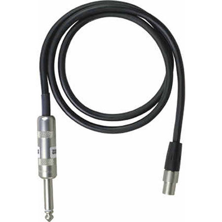 Shure WA302 2.5' (0.76m) Instrument Cable with 1/4" Phone and 4-pin Mini Connector for T1, UT1, SC1, LX1, ULX1, UC1 & U1 Body Pack Transmitters