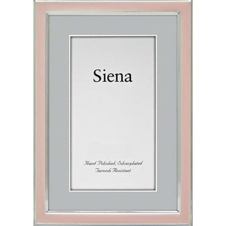 Tizo Design Siena Narrow Enamel Silver Plated Frame for 4x6" Photograph, Pink