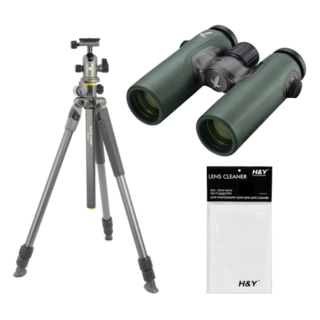 Swarovski Optik 10x30 CL Companion Urban Jungle Waterproof Roof Prism Binoculars, Green, Bundle with Vanguard ALTA PRO 2+ 263AB100 3-Section Aluminum Tripod and Cleaning Cloth
